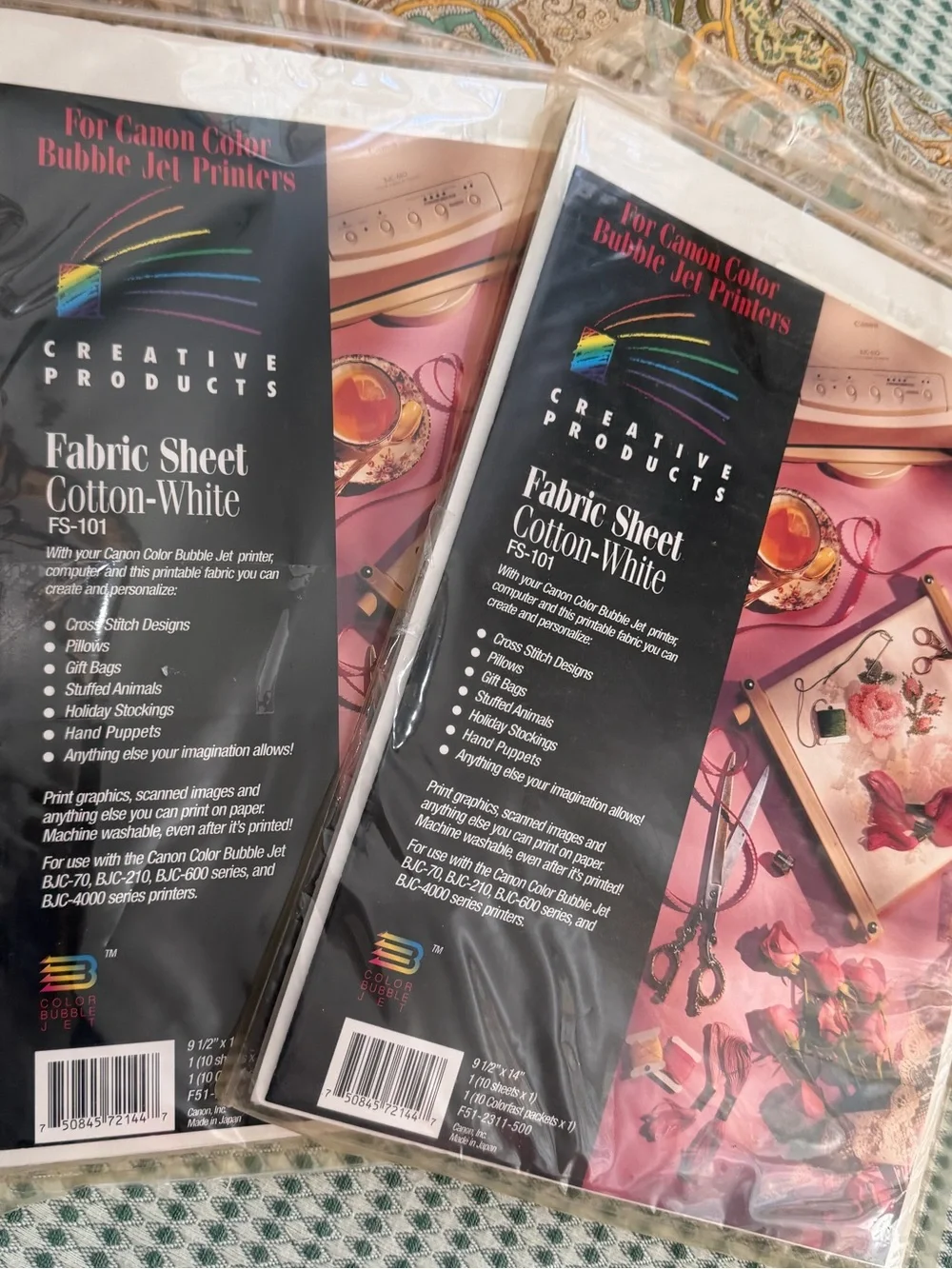 2 Packs Fabric Sheet FS-101 For Canon Color Bubble Jet Printers-9 1/2